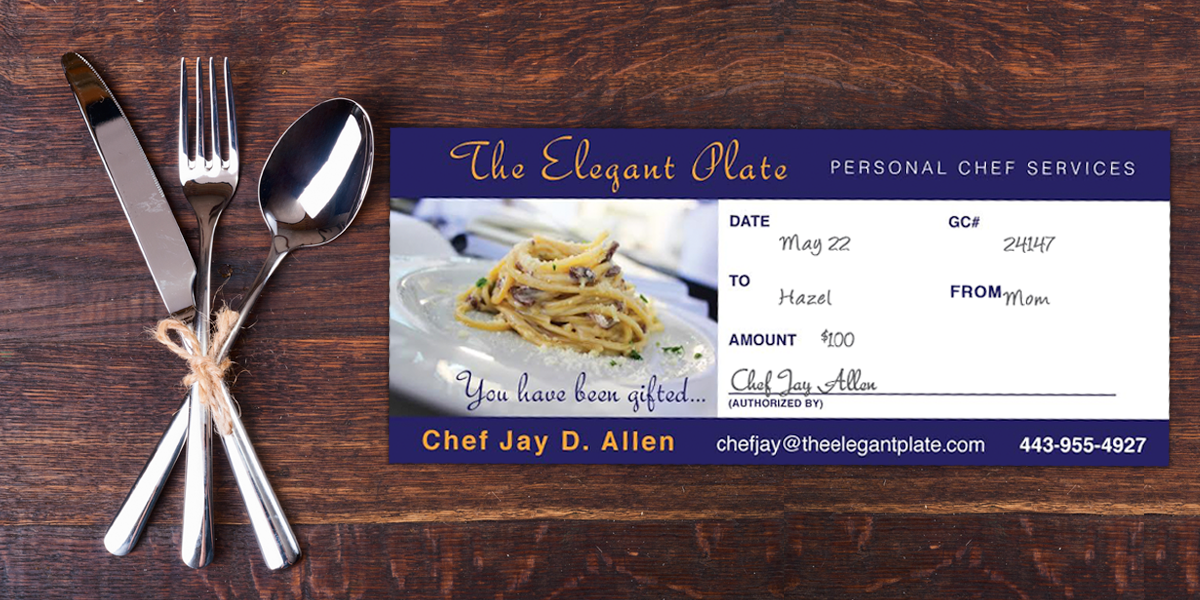 Personal Chef Gift Certificates Available